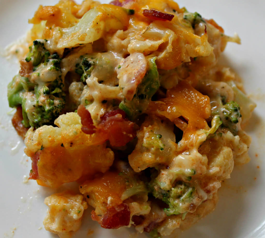 Cheesy Bacon Keto Broccoli Cauliflower Casserole1
