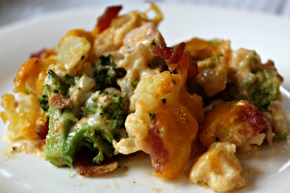 Cheesy Bacon Keto Broccoli Cauliflower Casserole4
