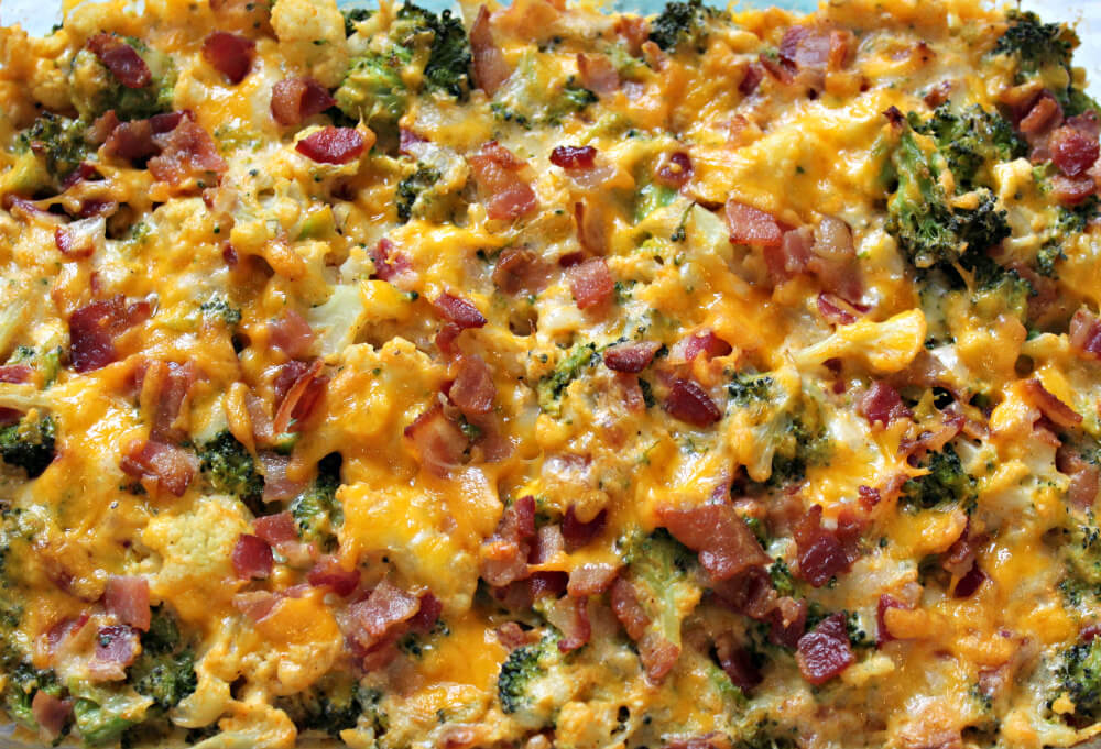 Cheesy Bacon Keto Broccoli Cauliflower Casserole5