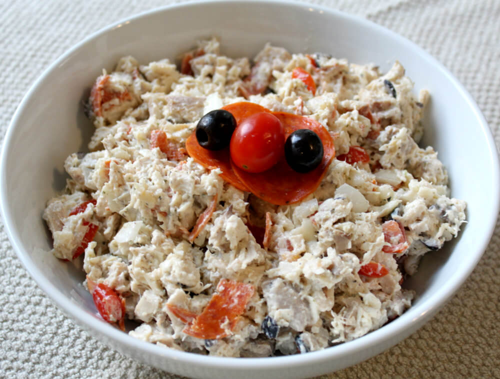 Pepperoni Pizza Keto Chicken Salad1