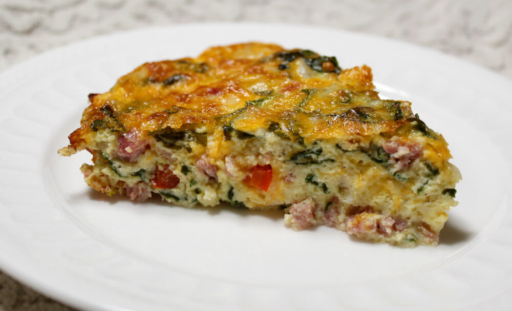 Crustless Keto Ham and Spinach Quiche8