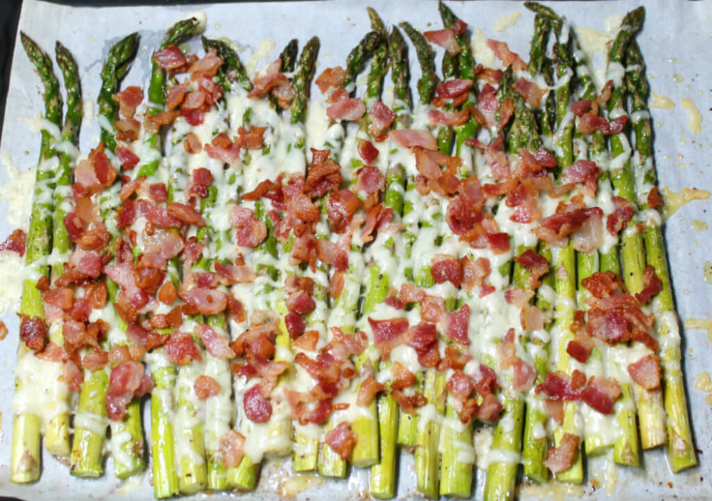 Roasted Asparagus with Asiago & Bacon1