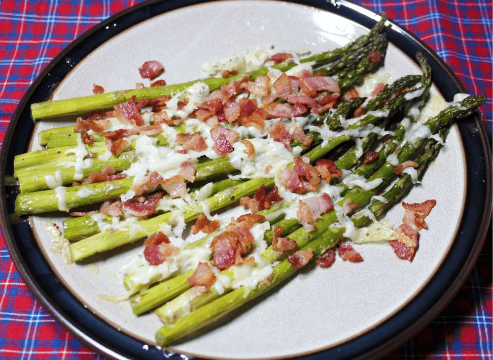 Roasted Asparagus with Asiago & Bacon6