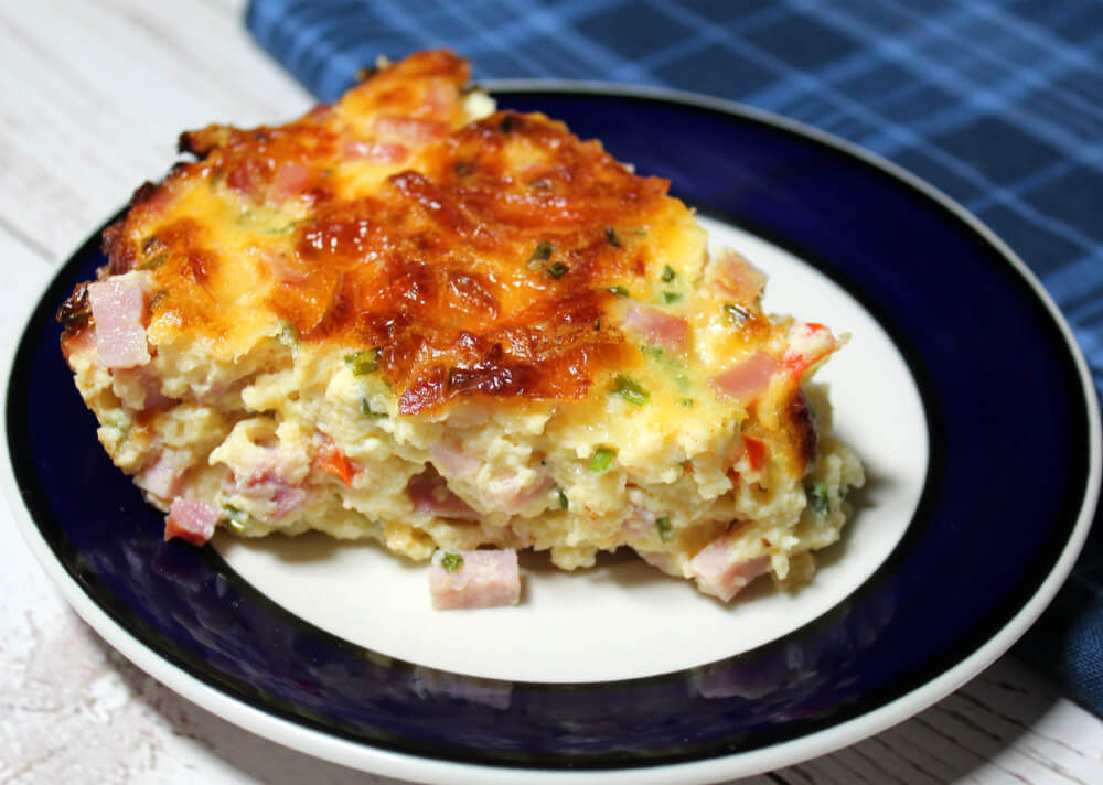 Crustless Ham, Swiss, And Chive Quiche - Splash Of Keto