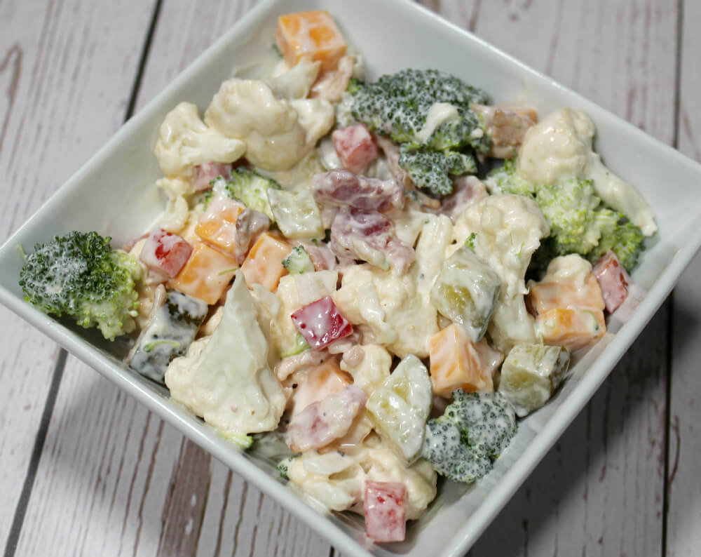 Keto Broccoli and Cauliflower Dill Pickle Salad7