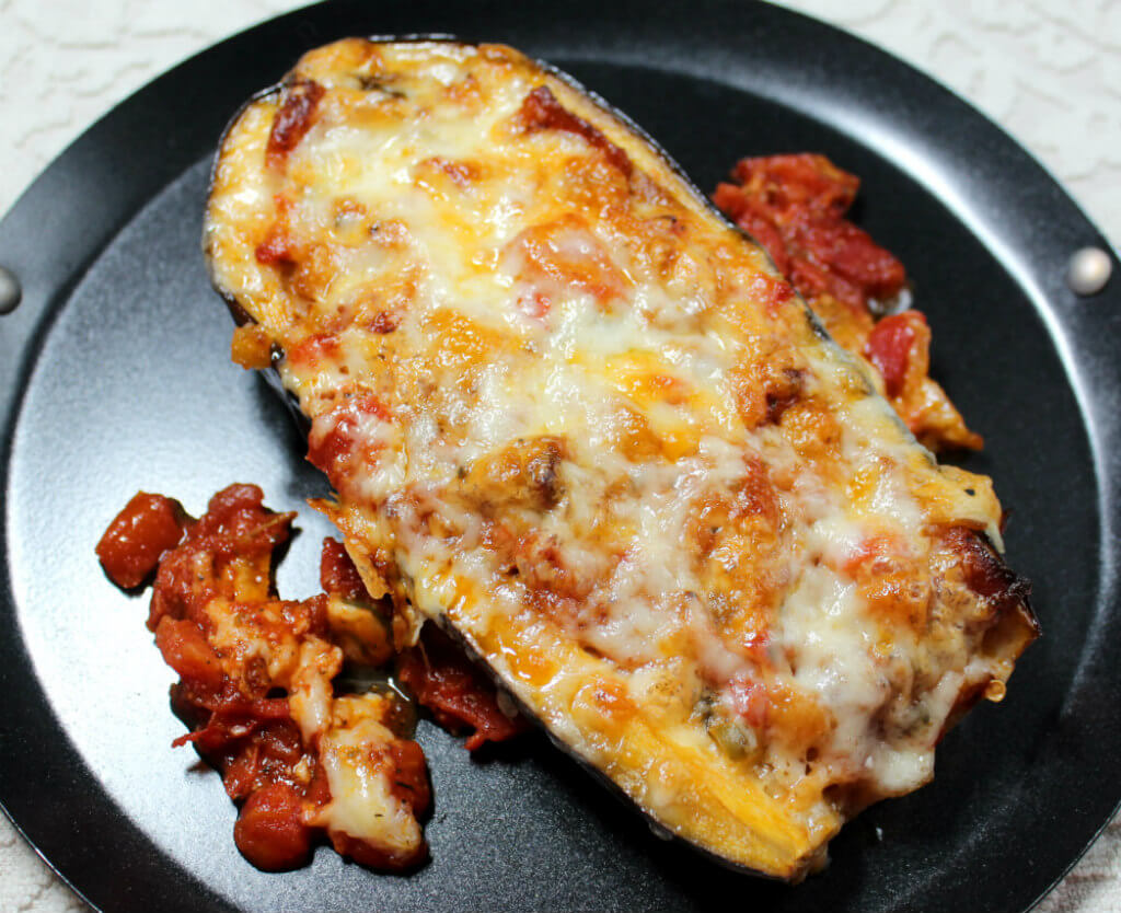 Pepperoni Pizza Keto Stuffed Eggplant1