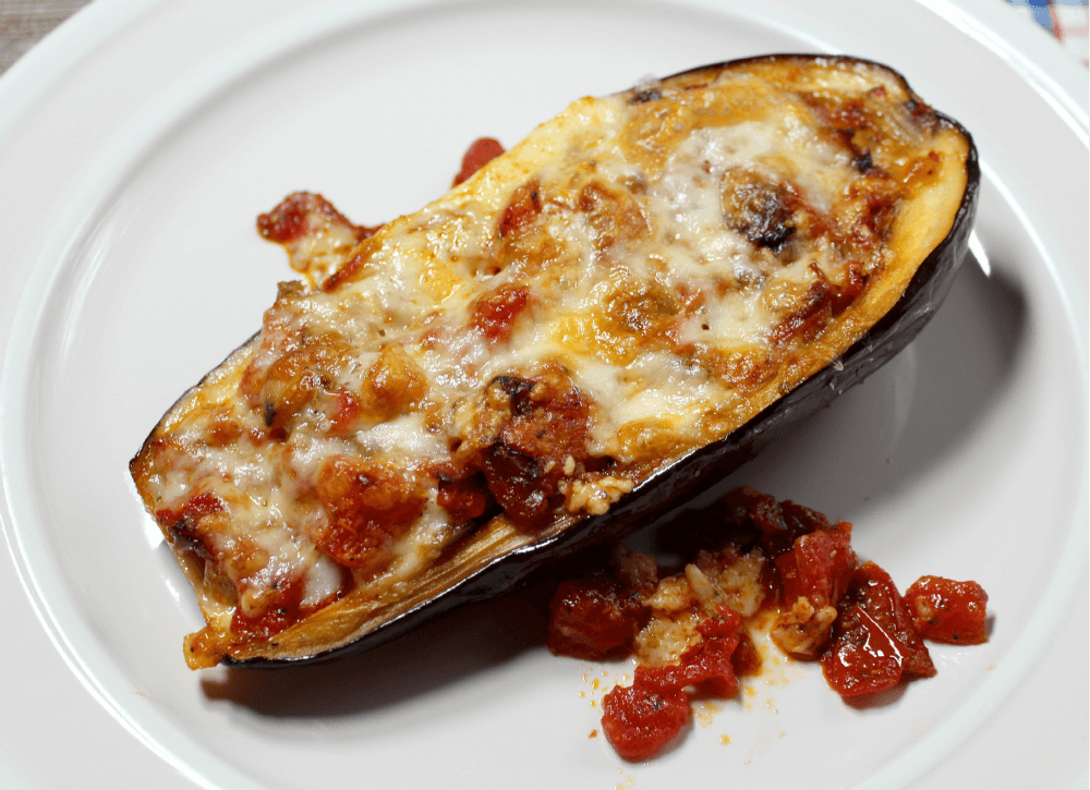 Pepperoni Pizza Keto Stuffed Eggplant7