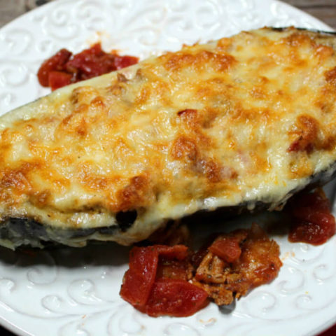 Keto Sausage & Ricotta Stuffed Eggplant1
