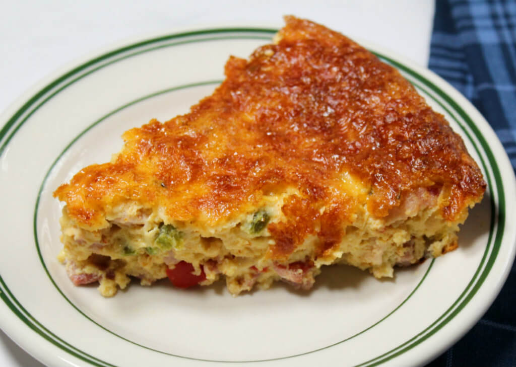 Tex-Mex Bacon Ham Crustlesss Quiche1