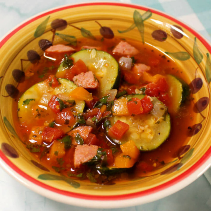 Low-Carb Smoked Sausage Zucchini Soup1