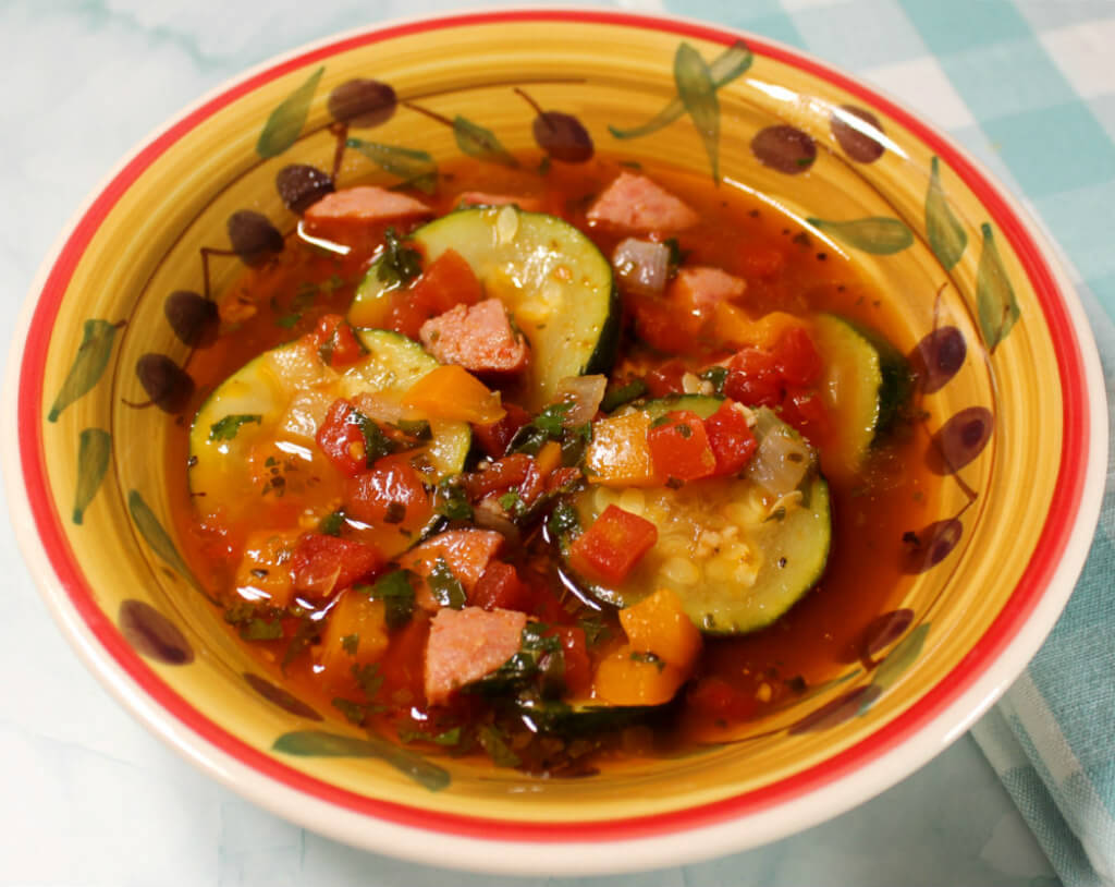Low-Carb Smoked Sausage Zucchini Soup1