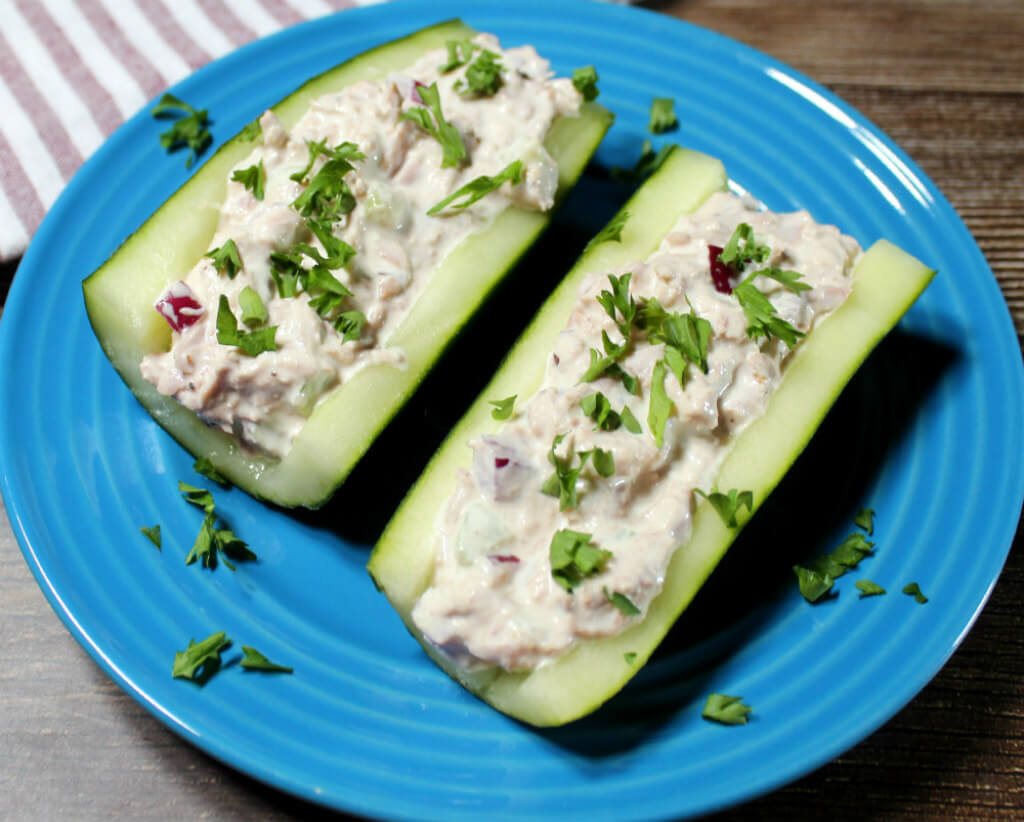 Rachael's Cucumber Boats with Tuna Salad1