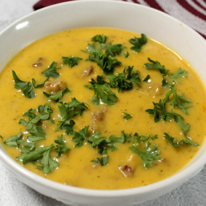 Keto Fresh Roasted Pumpkin & Sausage Soup1