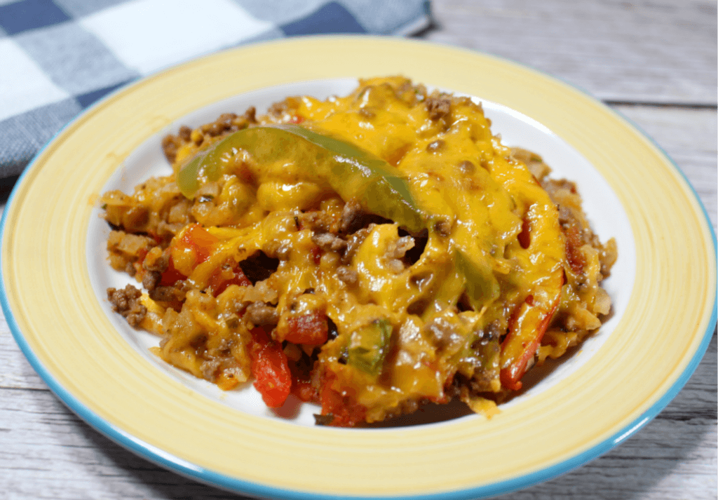 Cheesy Keto Ground Beef Pepper Skillet - Splash of Keto