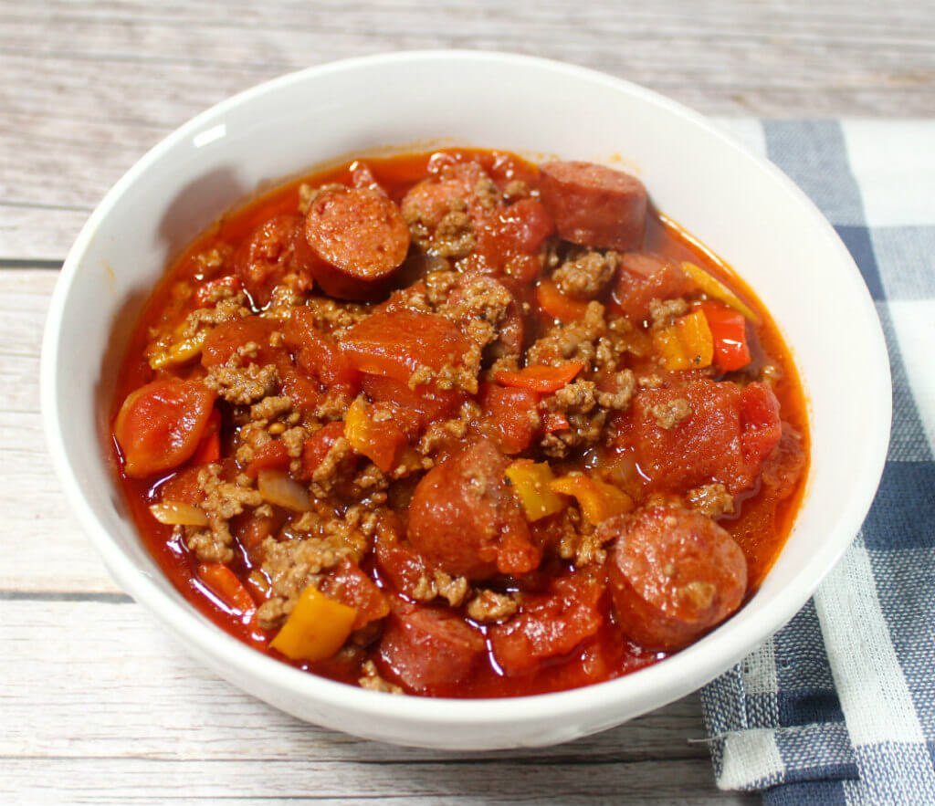 Chili with Smoked Sausage-Keto1