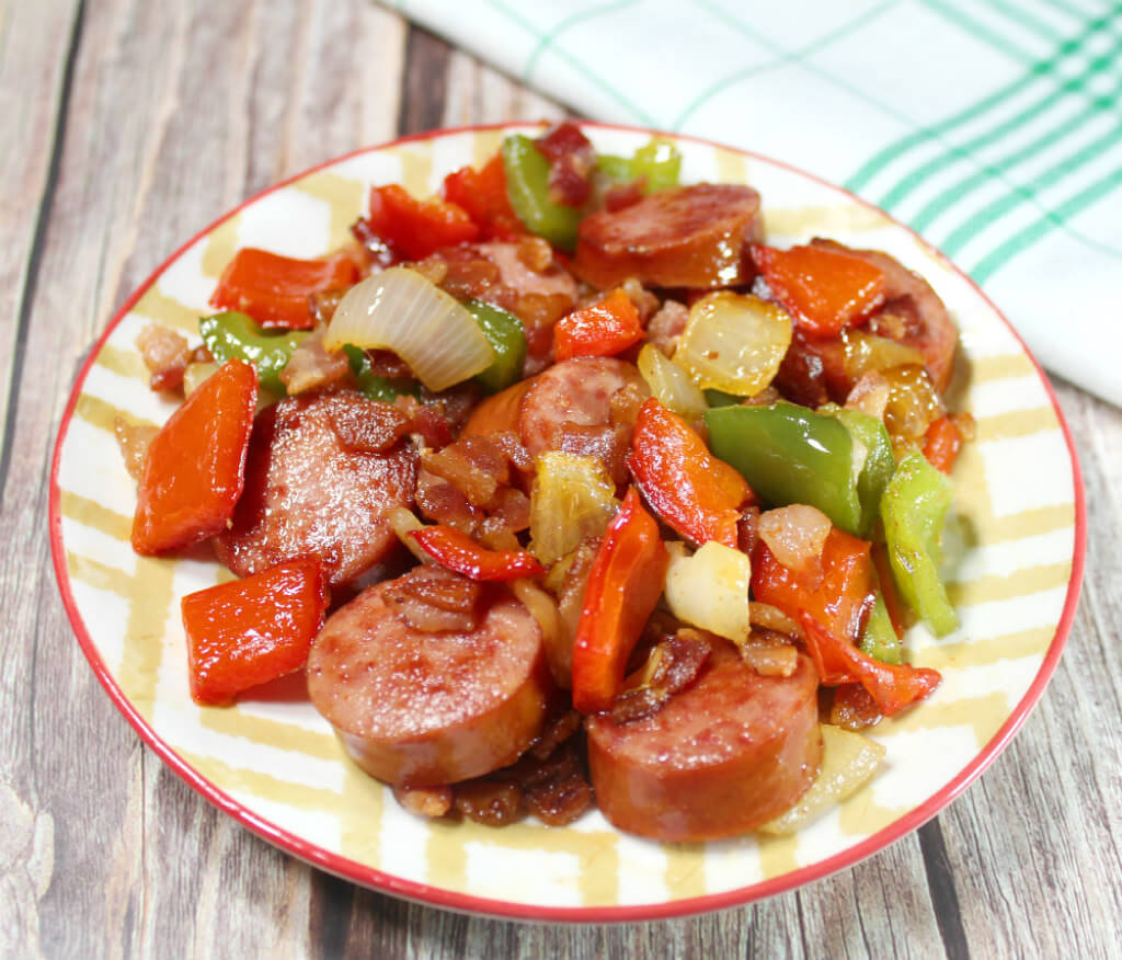 Sausage with Peppers, Onions, & Bacon1