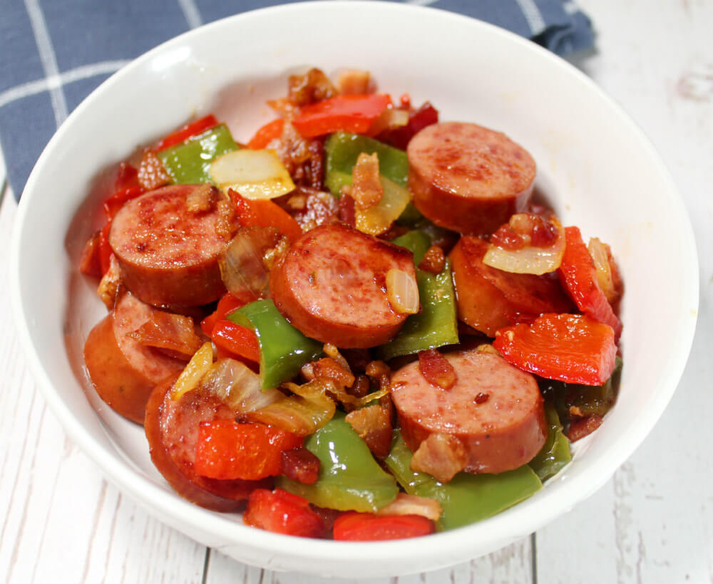 Sausage with Peppers, Onions, & Bacon6