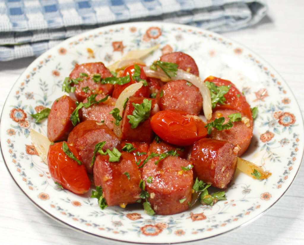 Sausage & Onions with Blistered Tomatoes1