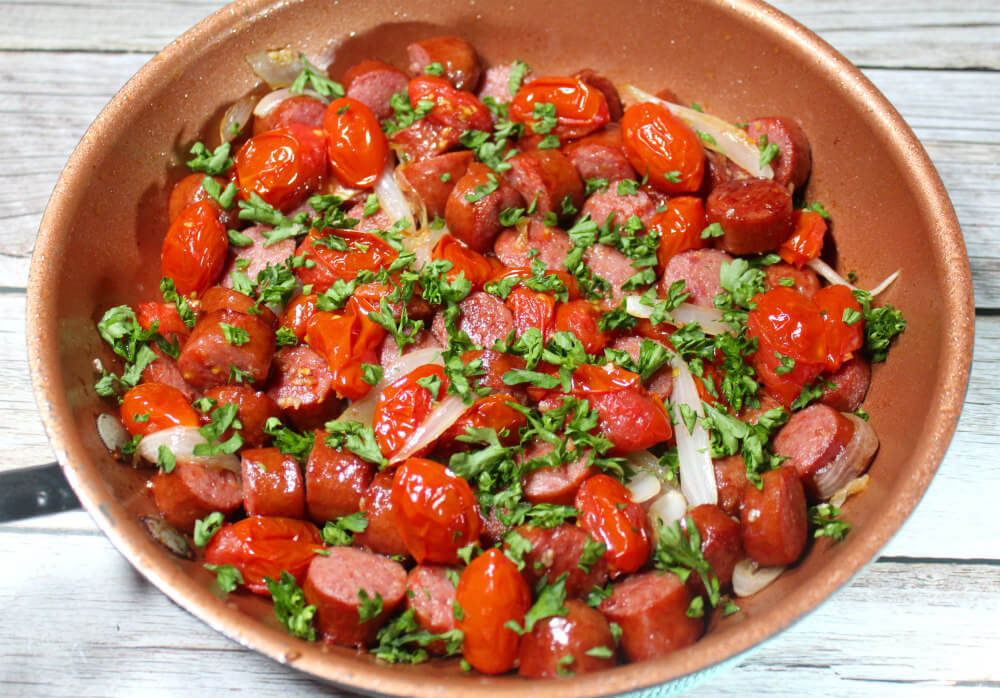 Sausage & Onions with Blistered Tomatoes6