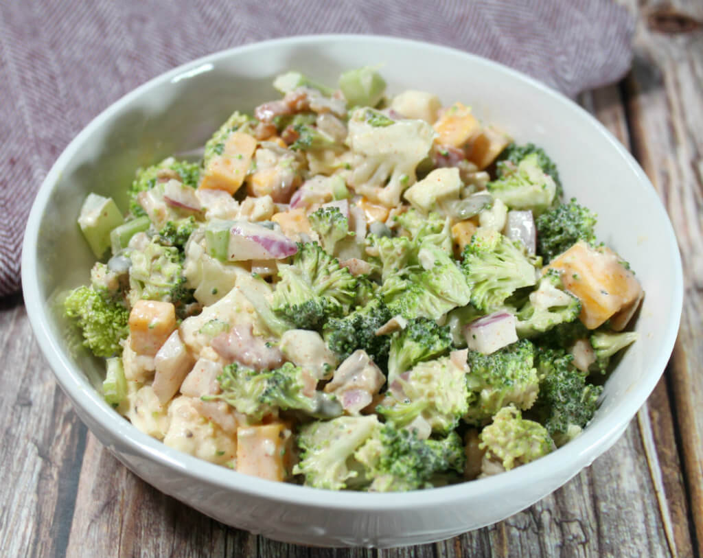 Keto Crunchy Broccoli Cauliflower Salad1