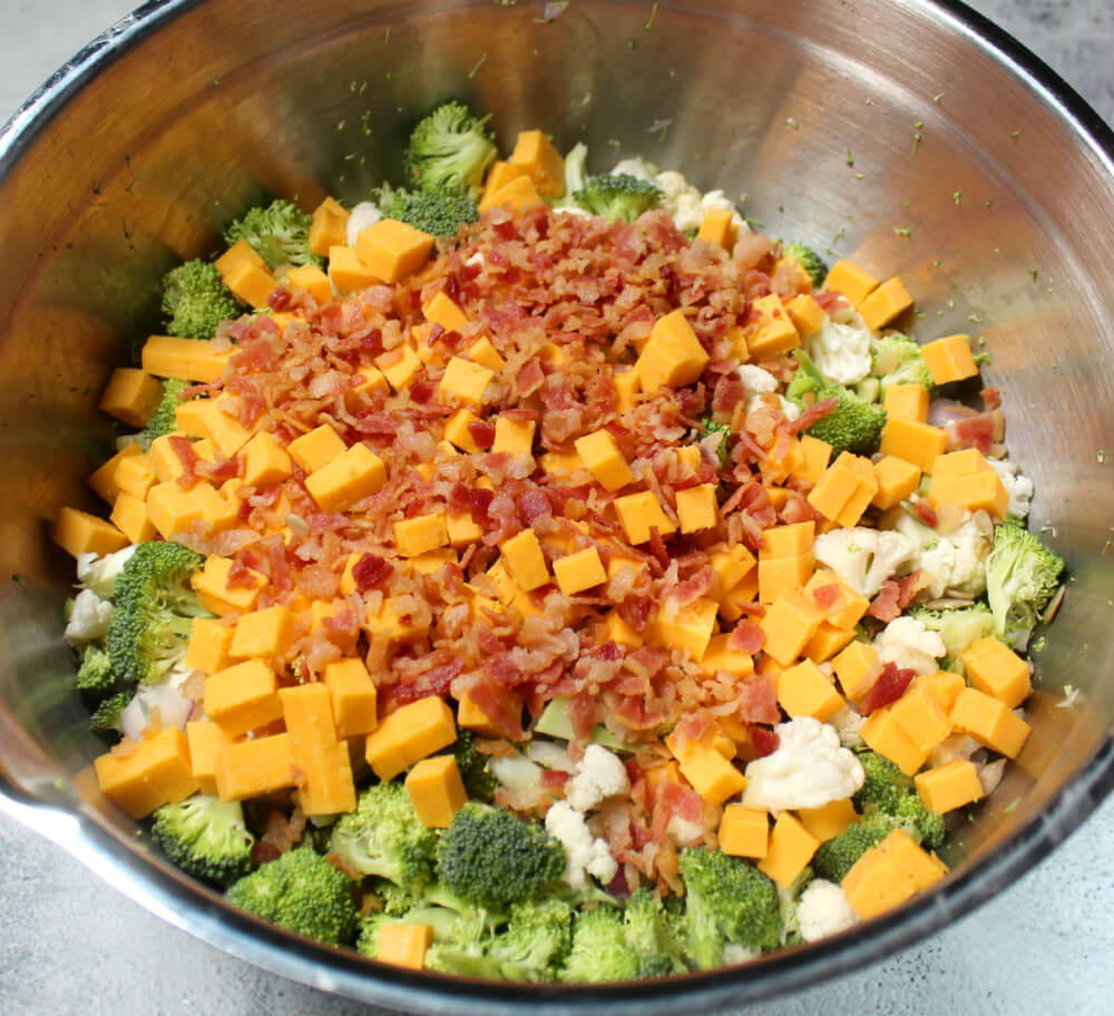 Keto Crunchy Broccoli Cauliflower Salad3