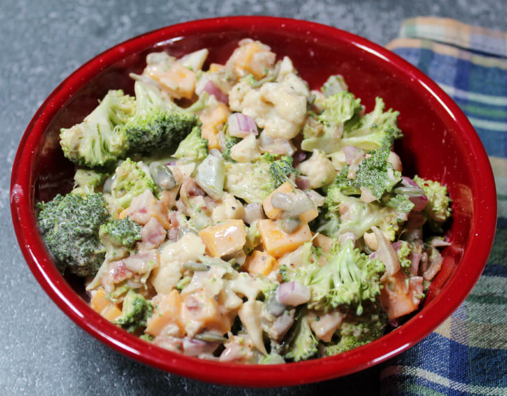 Keto Crunchy Broccoli Cauliflower Salad7