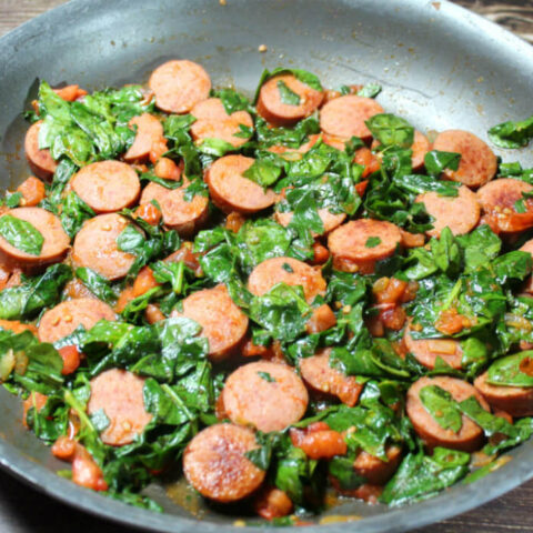 Low-Carb Sausage Spinach Skillet1