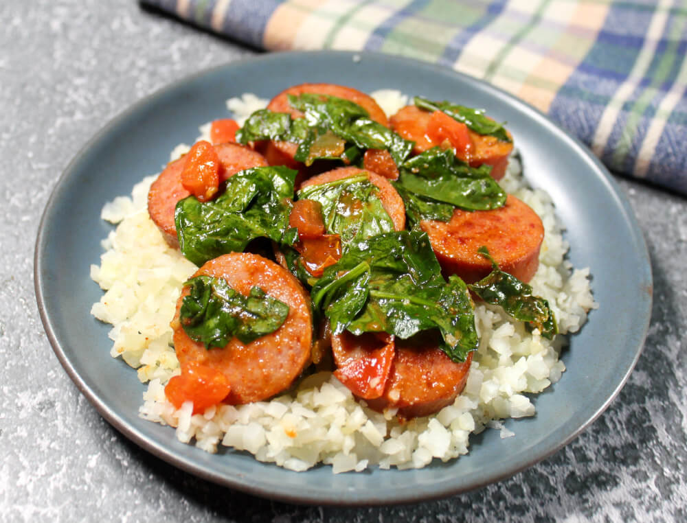 Low-Carb Sausage Spinach Skillet5