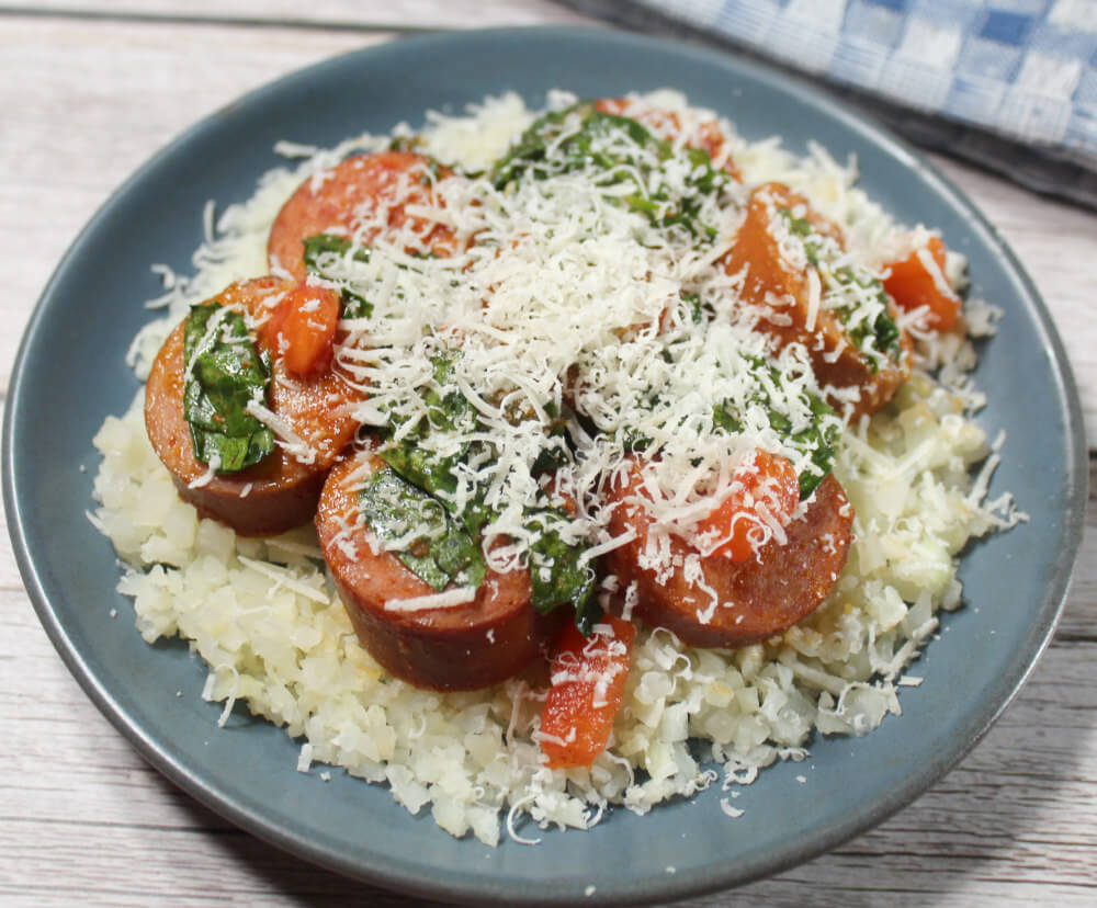 Low-Carb Sausage Spinach Skillet6